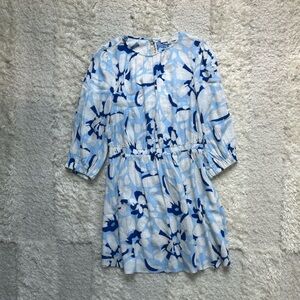 LOFT Women's Casual Dress in Blue and White Floral
